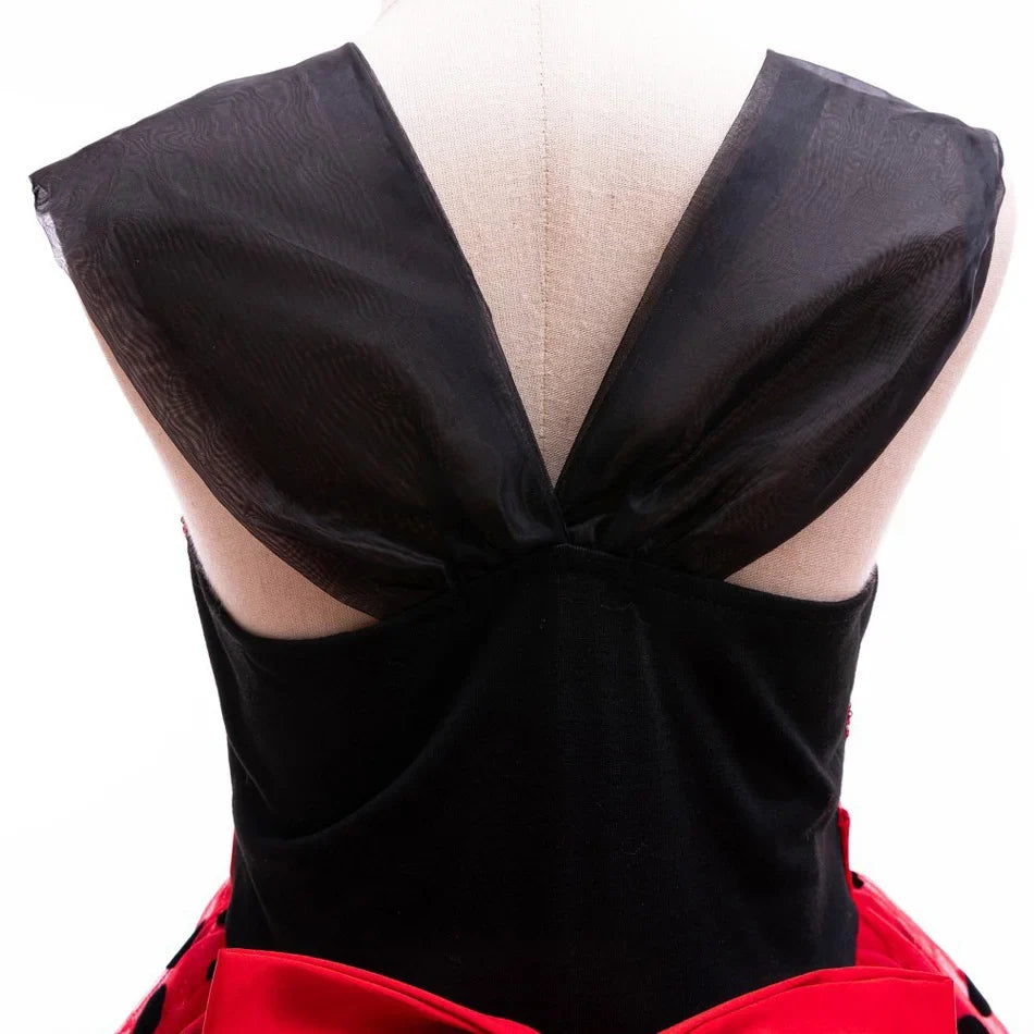 Light girls' Ladybug cosplay costume - sequin bodice with knee-length tulle skirt, polyester, for Halloween