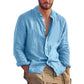 Variant image for Men's Linen Shirt with Mandarin Collar, Lightweight Breathable Casual Summer Shirt in Tailored Fit-19