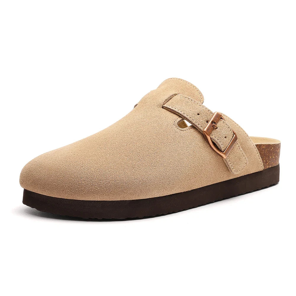 Unisex Suede Footbed Clogs – Comfort Cork Slide Sandals
