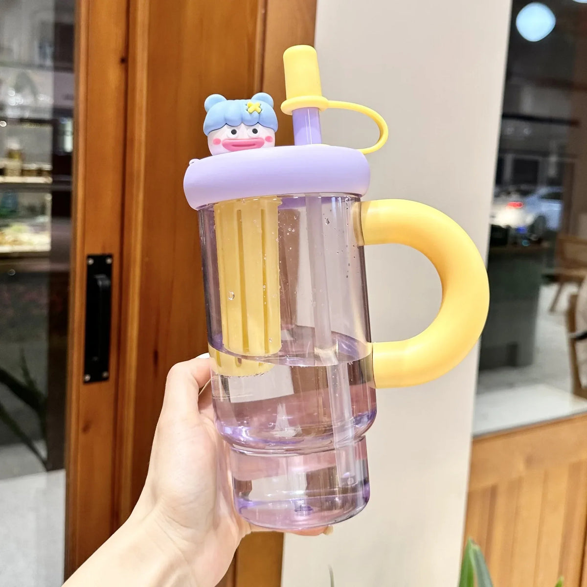 Straw Cup 900ml Cartoon Cute Travel-Friendly Water Cup Summer 2025 Large Capacity High Temperature Resistant Outdoor