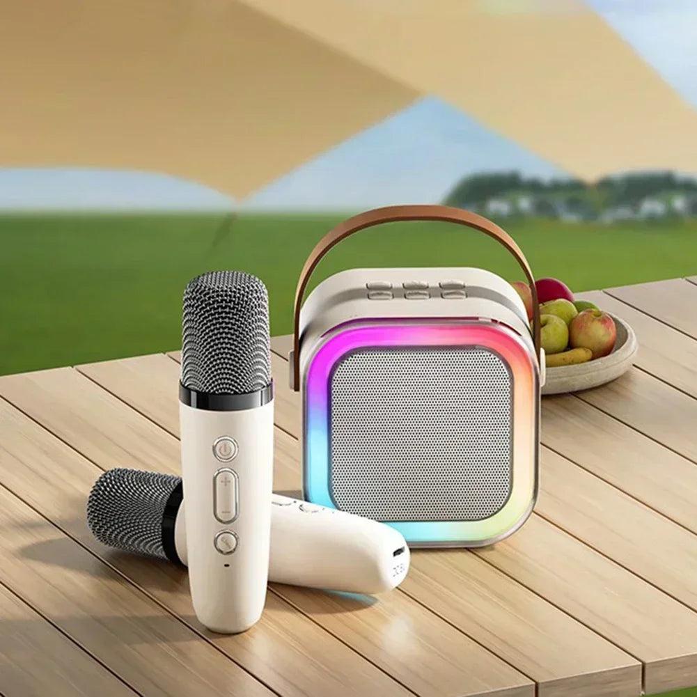 Travel-Friendly Bluetooth Karaoke Machine with Cordless Microphones - Fun Family Singing Gift