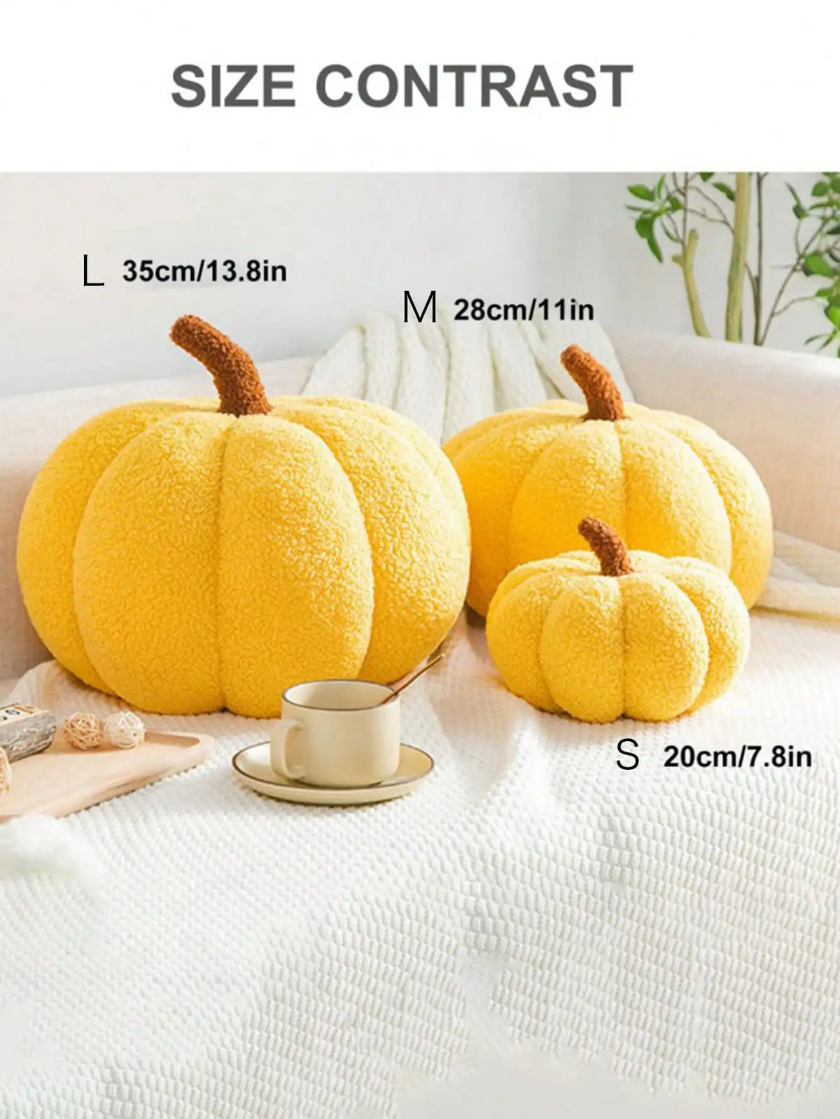 Cozy Sherpa & Boucle Throw Pillow for Fall & Halloween Household Decor, Ideal Gift for Kids and Babies – Plush Pumpkin Cushion