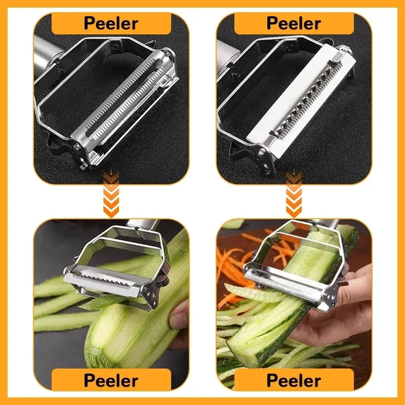 Multifunctional Stainless Steel Kitchen Peeler - Sturdy Vegetable and Fruit Slicer for Simple Household Use