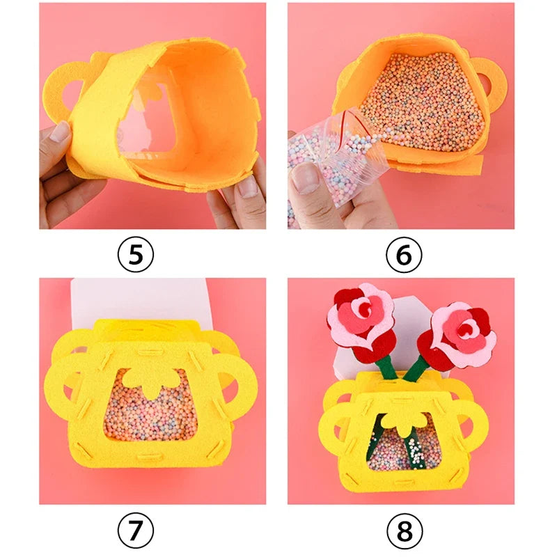 Handmade Montessori Flower Craft Kit - DIY Colorful Flowerpot Toys for Kids, Creative Early Learning Gift