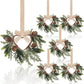 Christmas Wreaths Kit Of 6 Mini Cabinet Wreaths With Red Bows Farmhouse Holiday 2025 Artificial Sturdy Decor