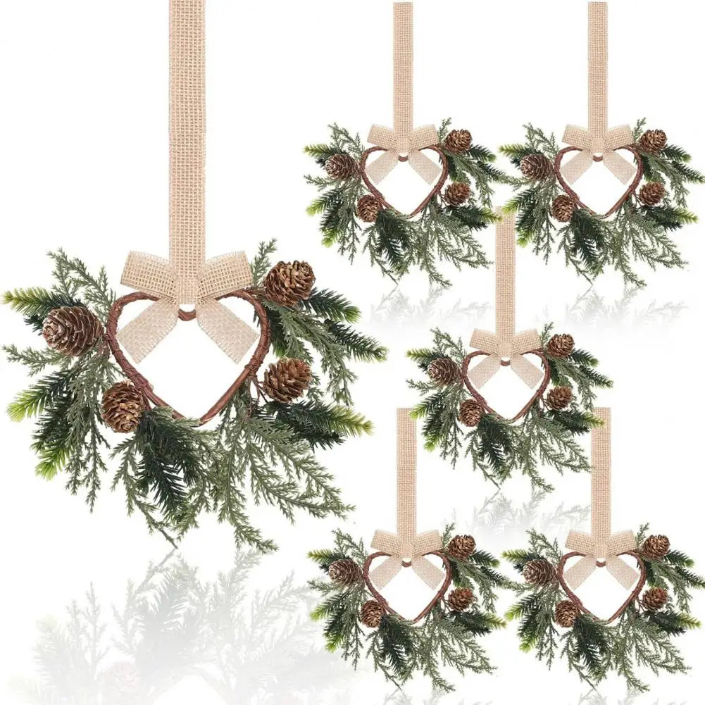 Christmas Wreaths Kit Of 6 Mini Cabinet Wreaths With Red Bows Farmhouse Holiday 2025 Artificial Sturdy Decor