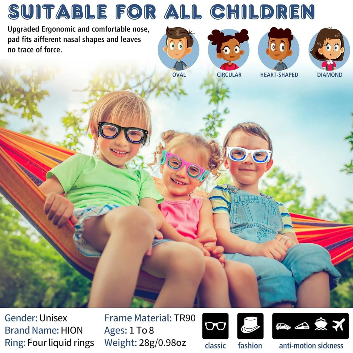 Sickness Motion Glasses Kids Ultra Light Travel Glasses Summer Travel 2025 Nausea Relief Car Air Sea