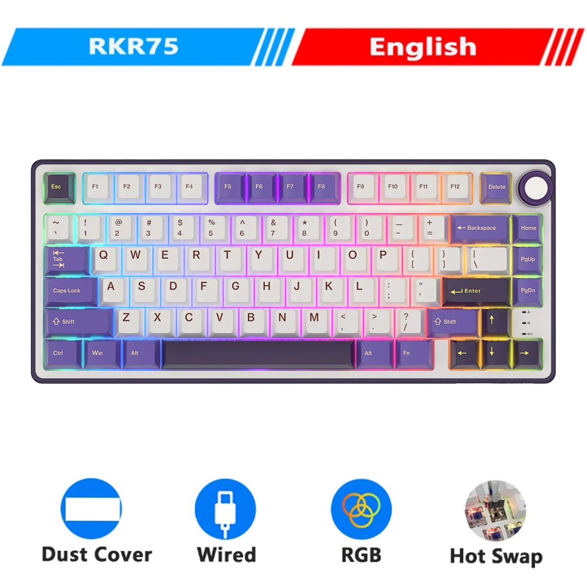 Keyboard Mechanical R75 Gasket 80Key RGB Hot Swap Spanish