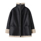 Oversized Warm Women's Jacket - Shearling Faux Leather