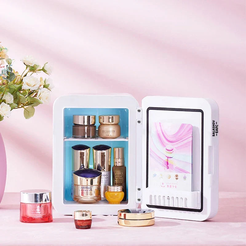 Mini Makeup Fridge 4L With LED Mirror Travel-Friendly Cosmetic Cooler USB Dual Use Household Car Fall 2025 Keeps Skin Fresh