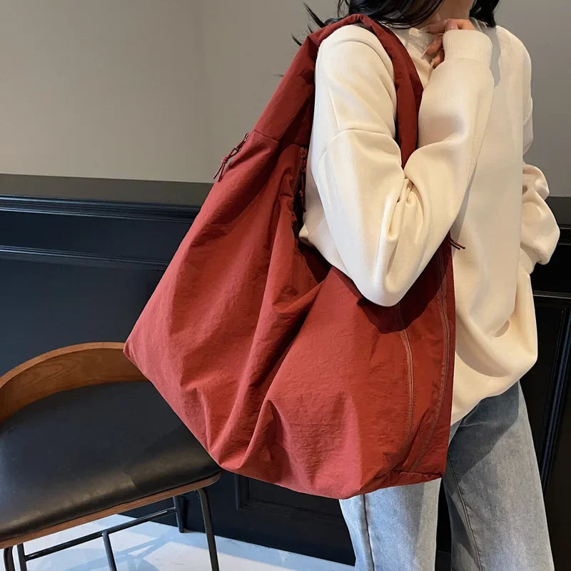 Light Multi-Use Women Shoulder Bag - Slouchy Nylon