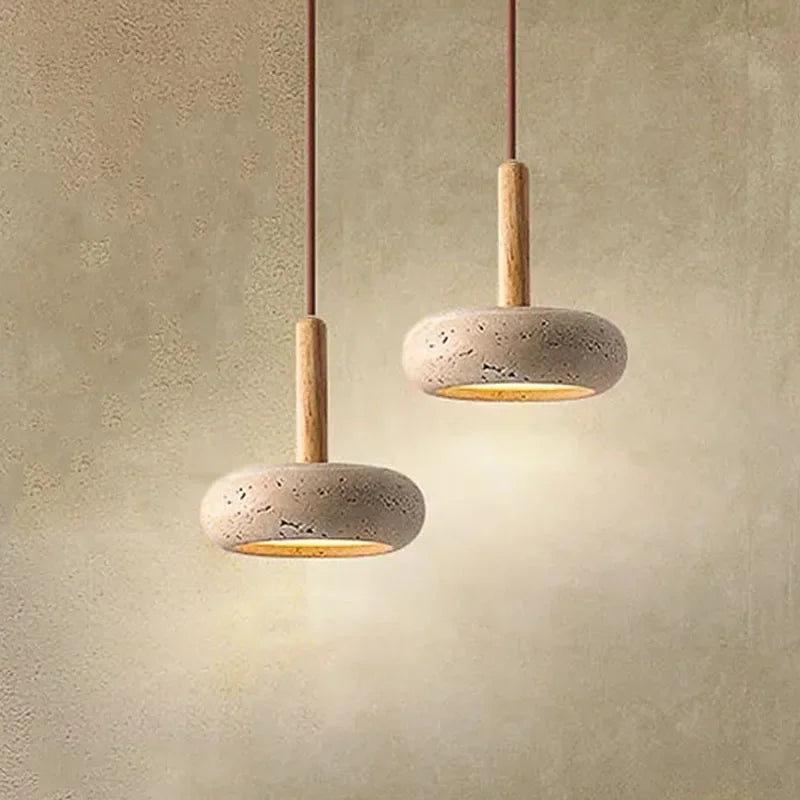 LED Japandi Pendant Lamp Yellow Stone Wabi Sabi Ambient Design
