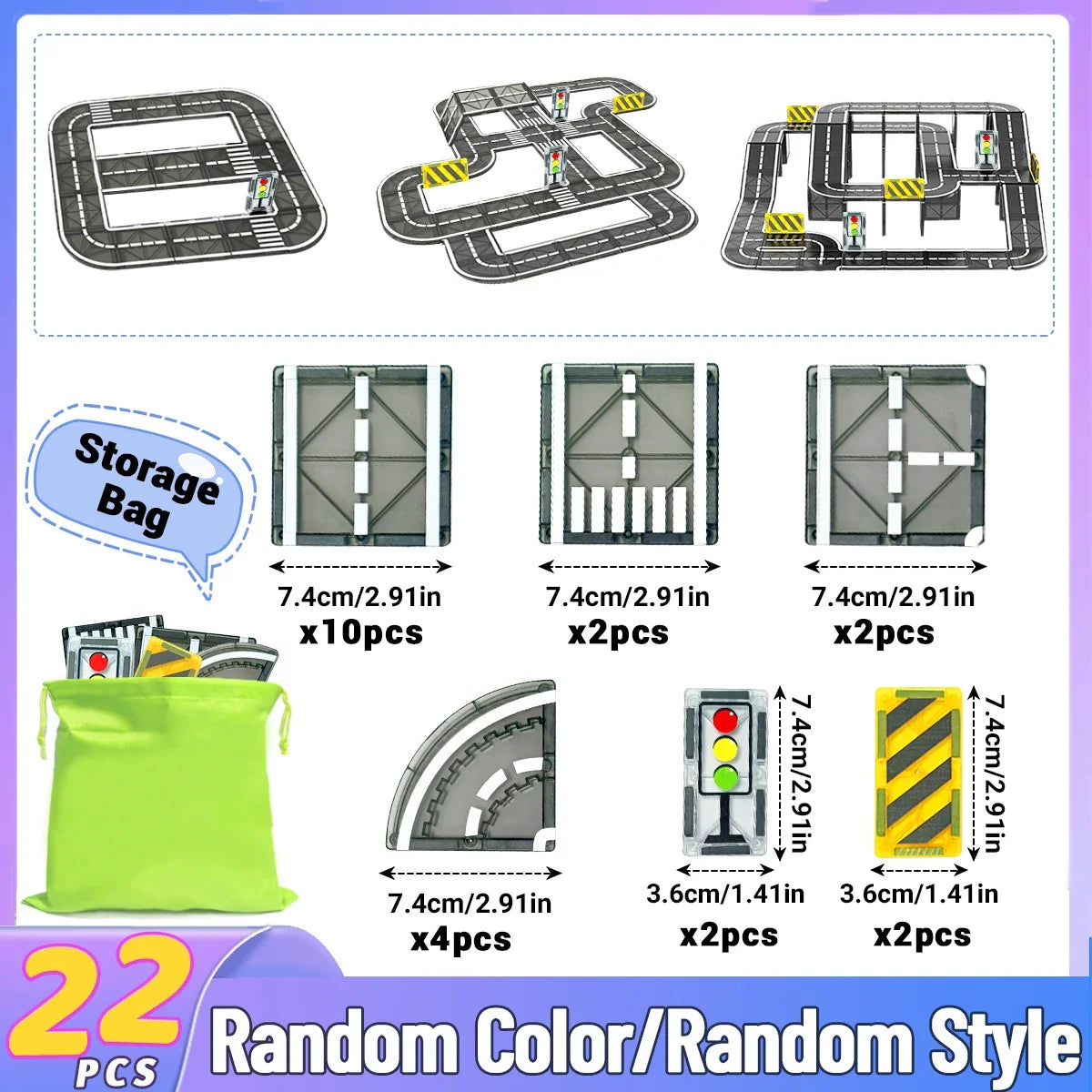 Magnetic Building Blocks Road Kit with Cars - Fun Construction Toy for Boys & Girls, Ideal Christmas & Birthday Gift for Toddlers