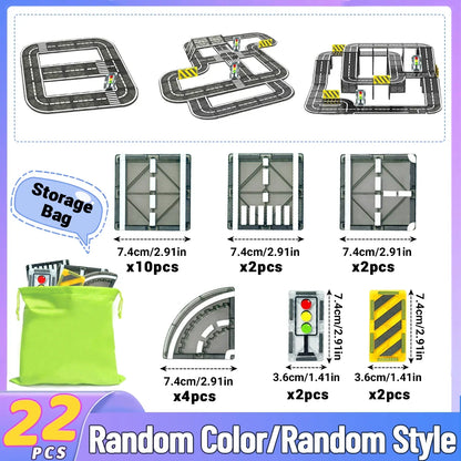 Magnetic Building Blocks Road Kit with Cars - Fun Construction Toy for Boys & Girls, Ideal Christmas & Birthday Gift for Toddlers
