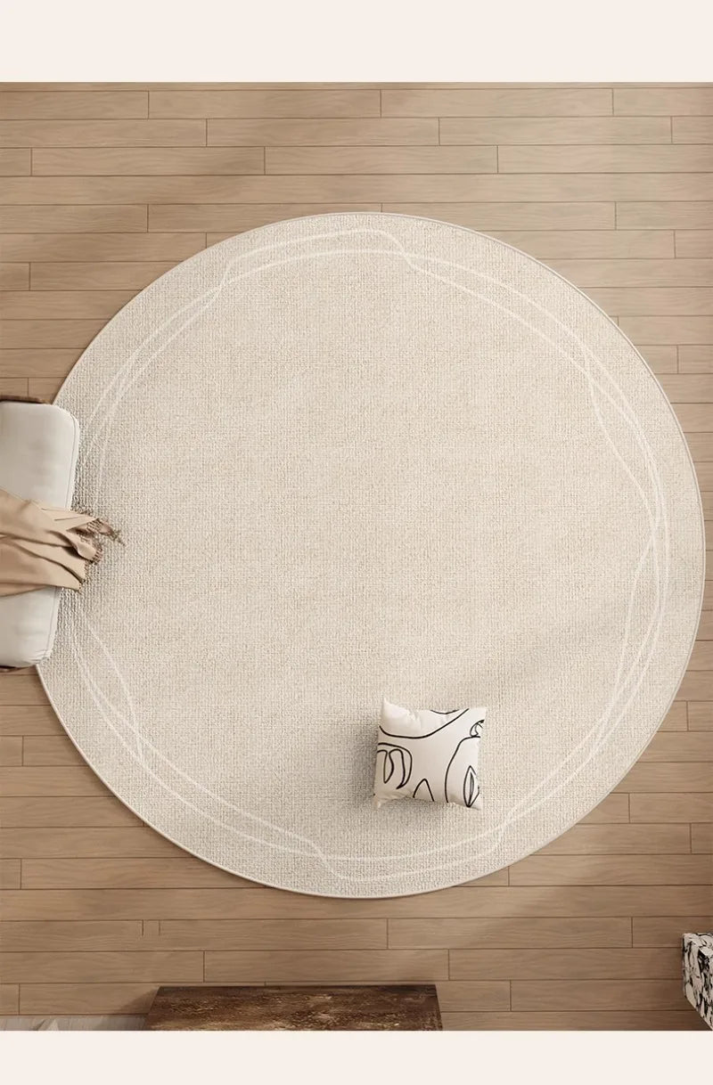 Round Rug Cream Wabi Sabi Deluxe Non Slip Water-Resistant