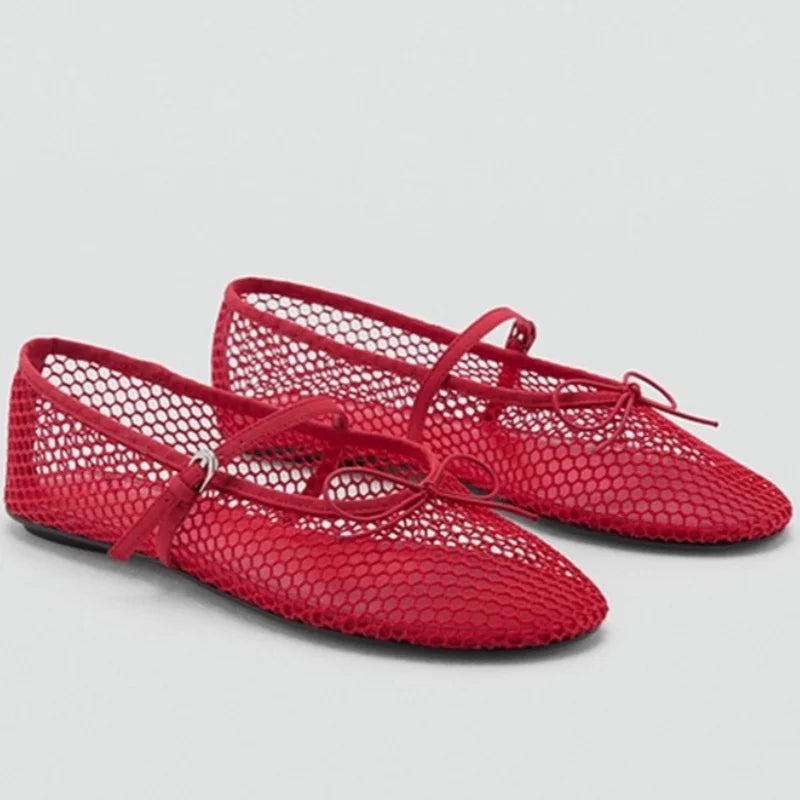 Women’s Breathable Ballet Flats - Mary Jane, Mesh, Summer