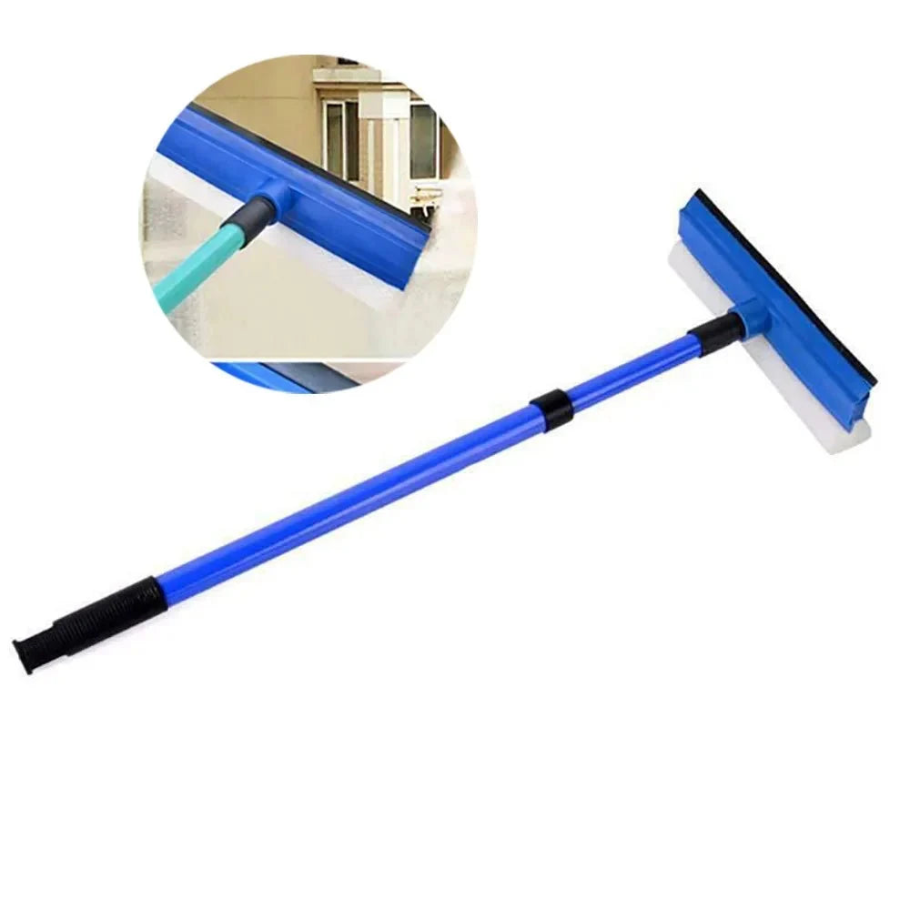 Telescopic Window Glass Cleaner with Long Handle Sponge Brush - Household Cleaning Device
