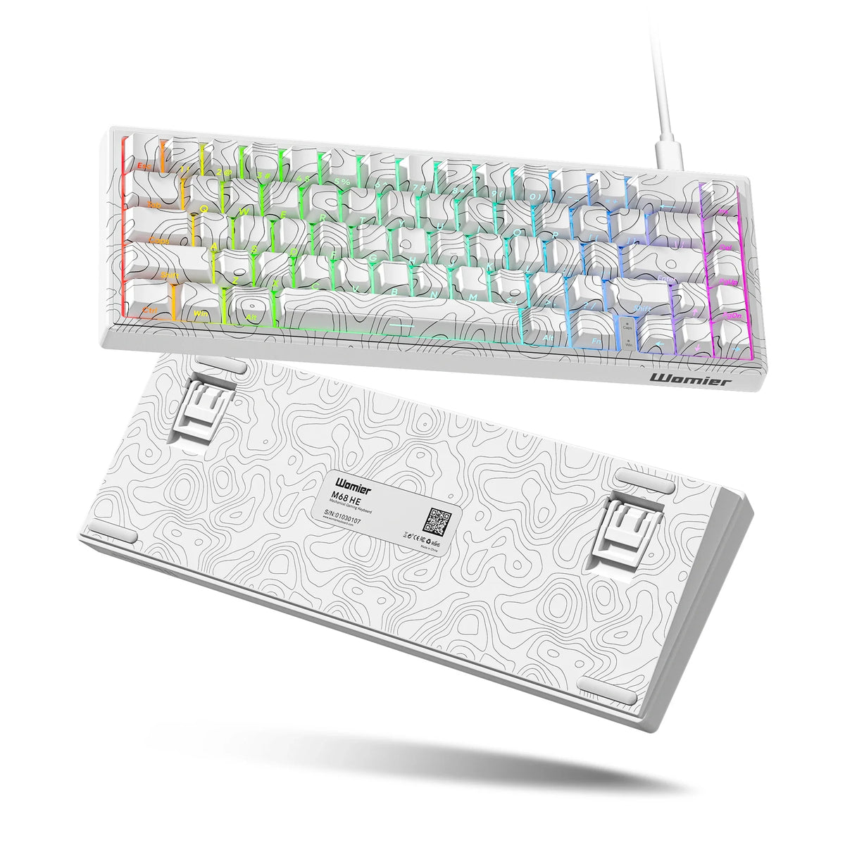 Mechanical Keyboard 68-Key Hall Effect RGB Wired Travel-Friendly