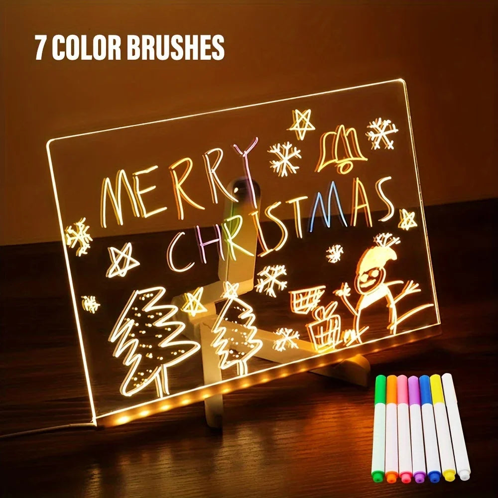 Bright LED Acrylic Message Board - Erasable USB Drawing Board for Kids, Great for Birthday Gifts & Bar Advertising