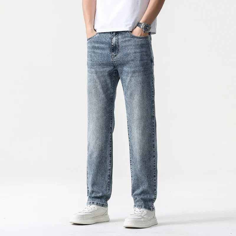 Men’s Oversized Wide Leg Jeans - Straight Lyocell, Casual