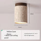Travertine Japandi Ceiling Light Wood Cap Round Mid Century Lamp