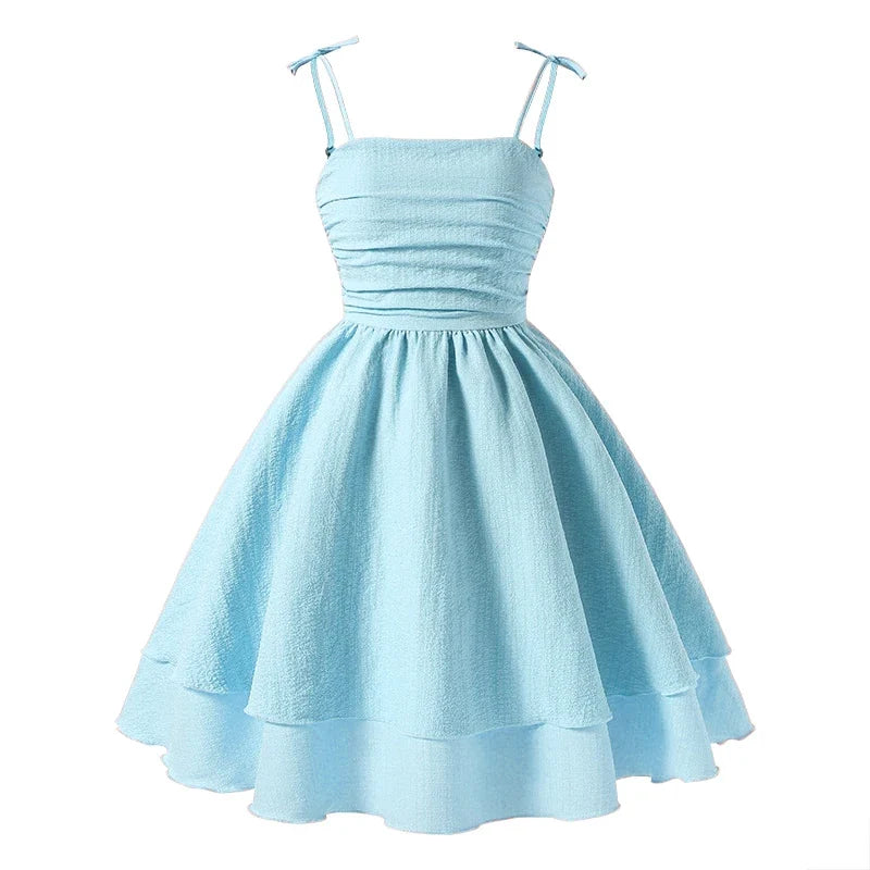 Light Girls' Dress - Tiered Sling Dress, Polyester Elastane, For Birthday Party, Pageant, Communion