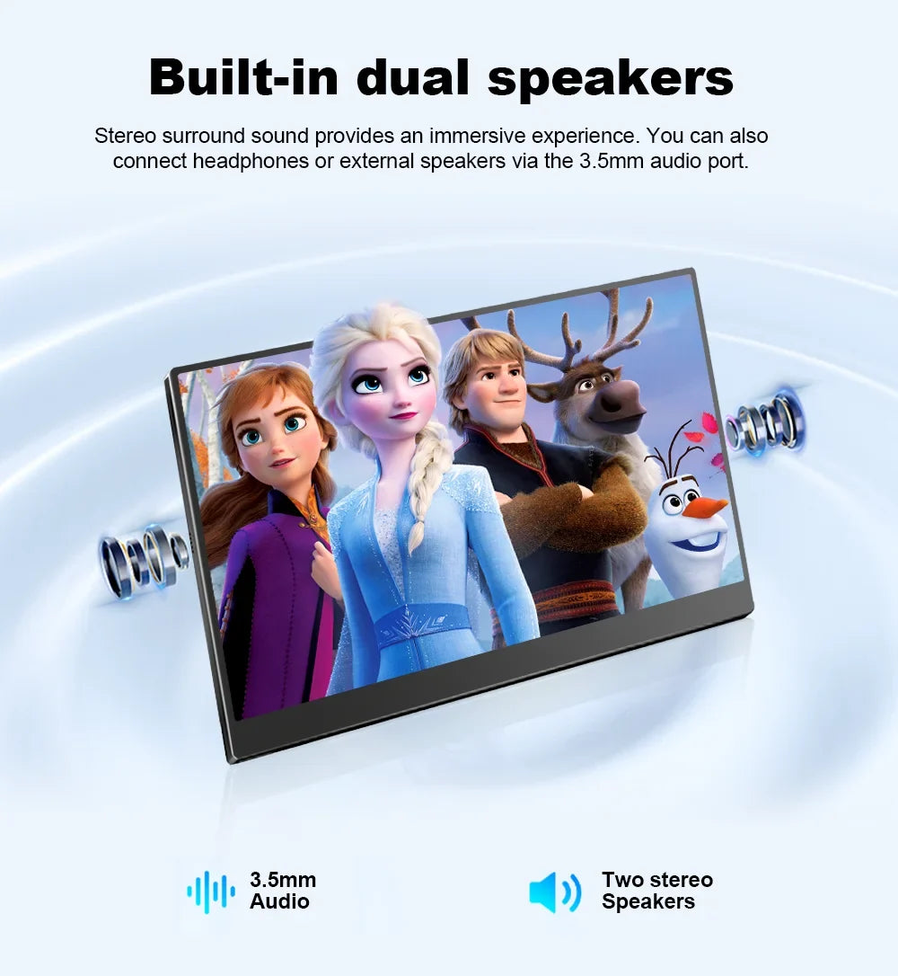 Travel-Friendly 15.6 Inch FHD IPS Gaming Monitor 3ms Speaker