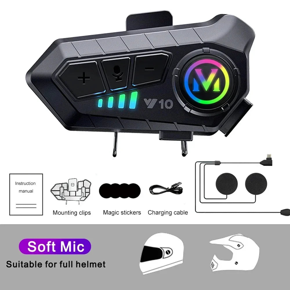 Water-Resistant Hands-Free Call Music Speaker Universal Fit 2026 – Bluetooth 5.3 Motorcycle Helmet Headset Y10