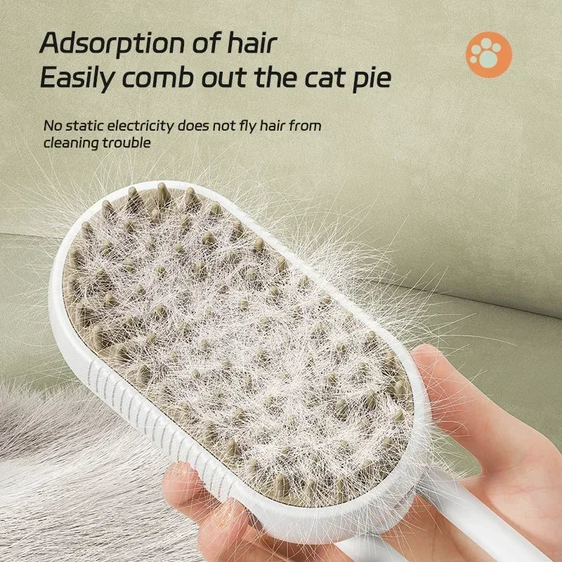 3 In1 Dog Cat Steamy Brush Spray Massage - Bath Brush & Hair Removal Device