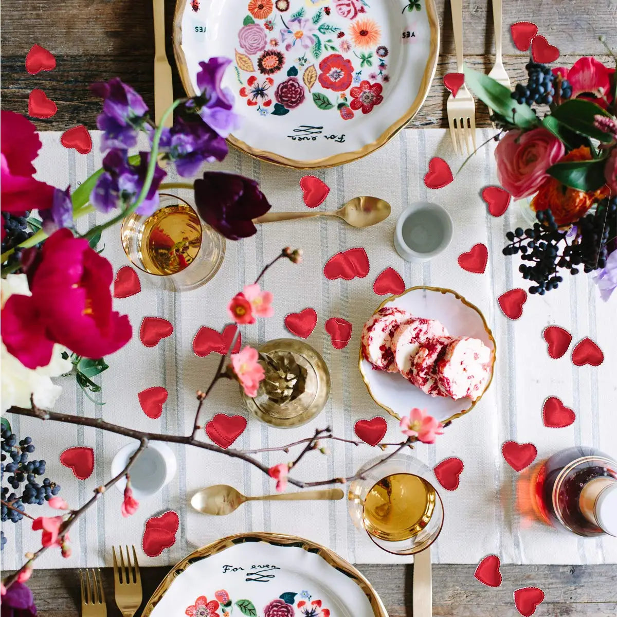 Confetti Heart Padded Fabric Hearts 200Pcs Red Valentine 2026 Table Decor For Wedding Party