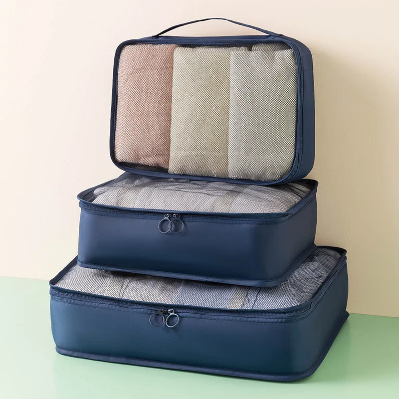 Travel Storage Bag Kit - Large Capacity Luggage Organizer for Clothes and Shoes Packing