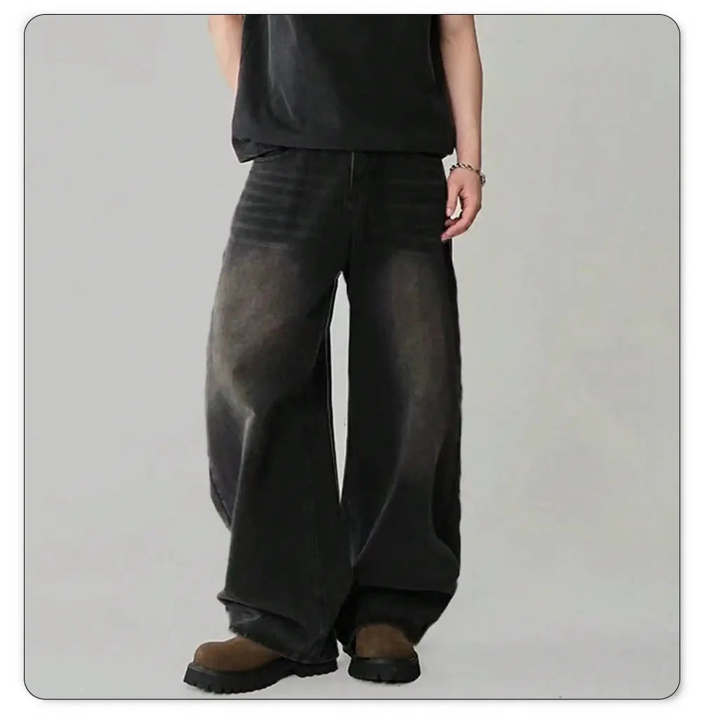 Men's Oversized Wide Leg Jeans - Baggy Straight Cotton Blend