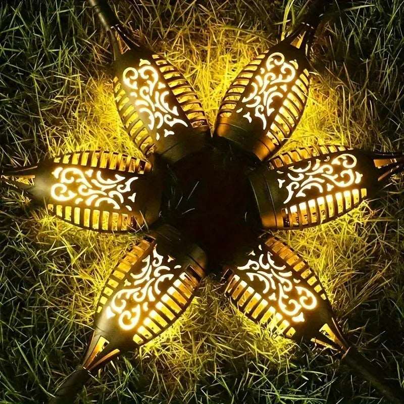 LED Solar Flame Torch Light - Water-Resistant Outdoor Garden Decoration, Flickering Lawn Lamp