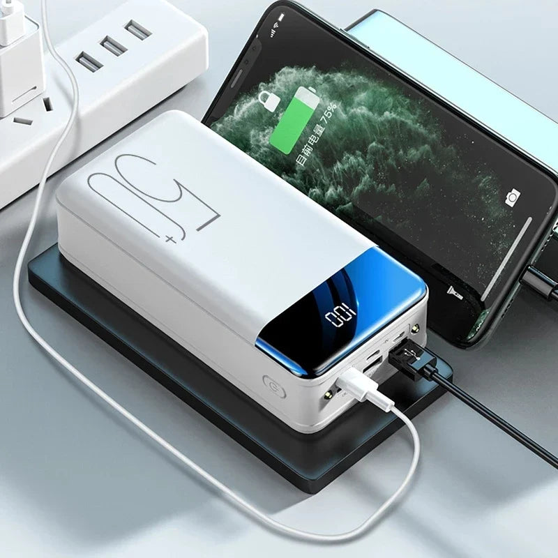 High-Capacity 50000mAh Travel-Friendly Power Bank with LED Display for iPhone 13, Samsung S22, and Xiaomi