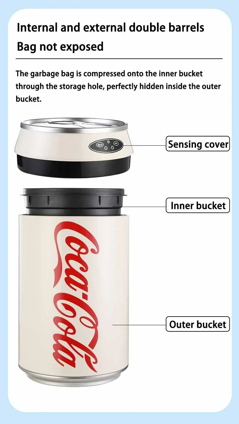 Induction Automatic Trash Can Round Kitchen Bin 24x40cm