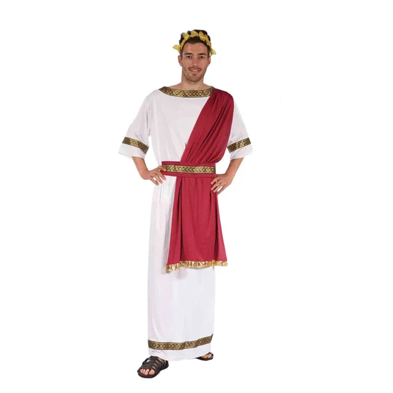 Variant image for Adult Greek God and Goddess Costume Set with Headdress, Robe, and Belt for Cosplay and Halloween Events-1