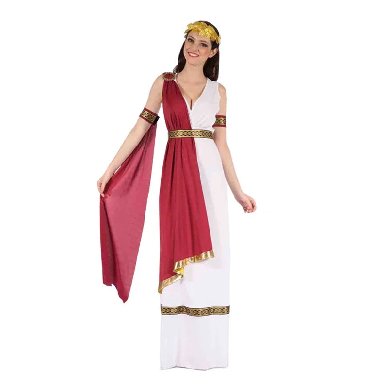 Variant image for Adult Greek God and Goddess Costume Set with Headdress, Robe, and Belt for Cosplay and Halloween Events-2