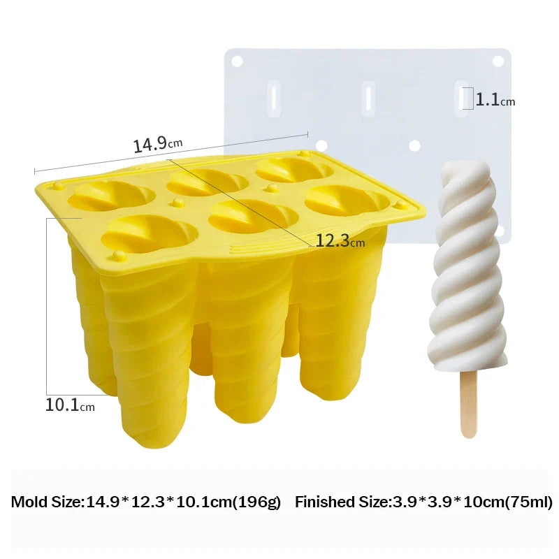 Variant image for 6-Hole Silicone Popsicle Molds for Homemade Ice Cream, Easy Release Ice Pop Maker with Cover and Sticks-1