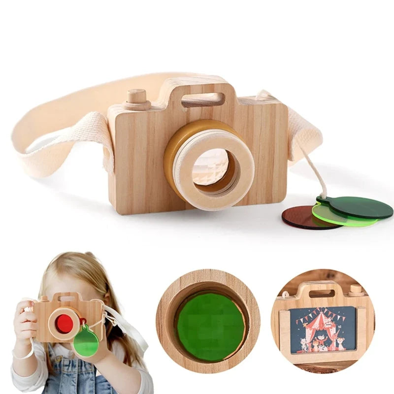 Montessori Wooden Camera Toy for Babies, BPA-Free, Safe Outdoor Gift for Toddlers, Encourages Creative Play and Skill Development