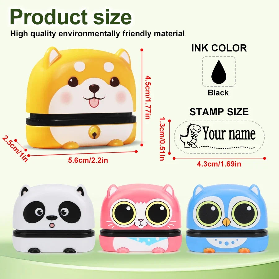 Customized Name Stamp Kit - Engraved Water-Resistant Baby Name Seal, Great Kindergarten Gift