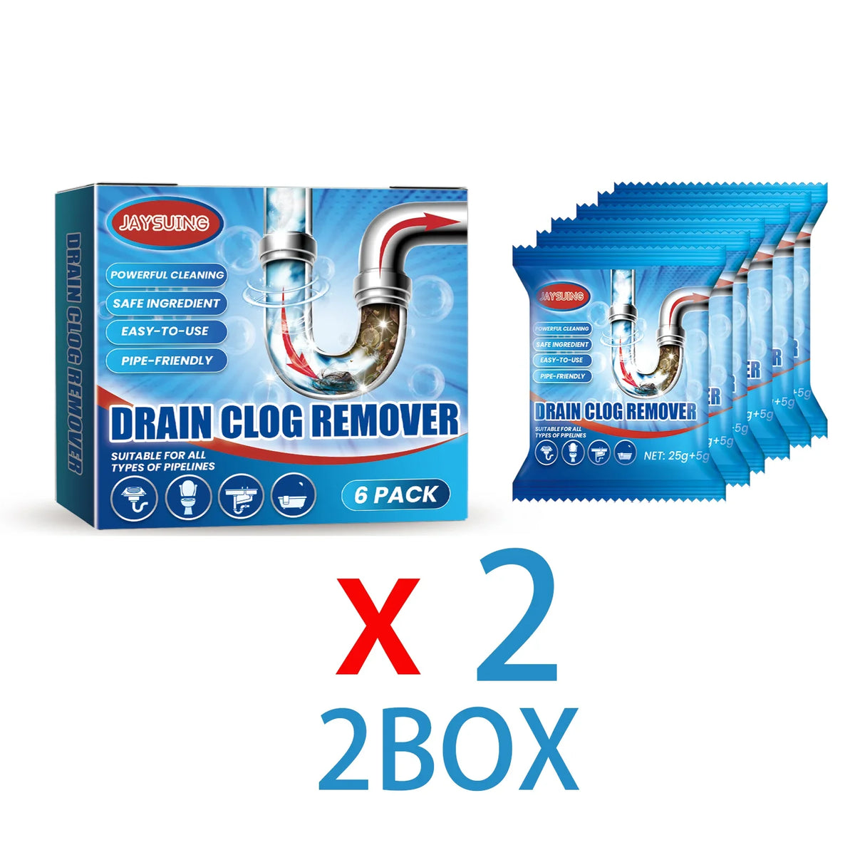 Drain Cleaner Powder 6 Pack Pipe Unclogger Hair Clog Remover Odor Eliminator Eco Friendly Fall 2026 Household Maintenance