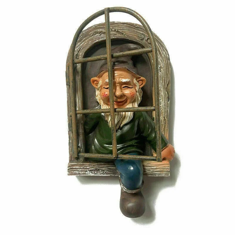 Gnome Garden Resin Statue Naughty Elf Window Hugger Fairy Tale Garden Decor Fall 2026 Gift Idea