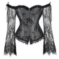 Women's Supportive Corset Top - Off Shoulder, Lace Satin