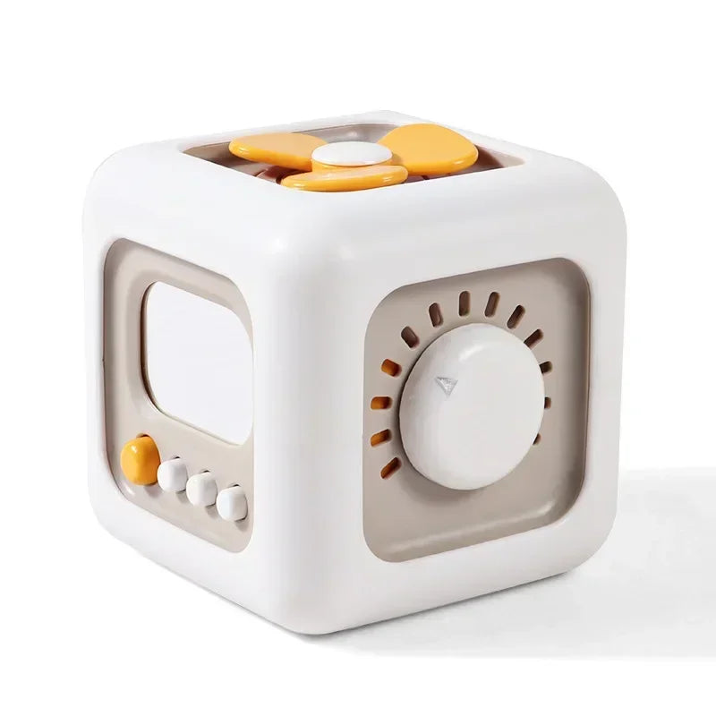 6-in-1 Montessori Sensory Cube Toy - Educational Busy Board for Babies, Fidget Skills Development, 3.5-inch Activity Cube for Boys and Girls