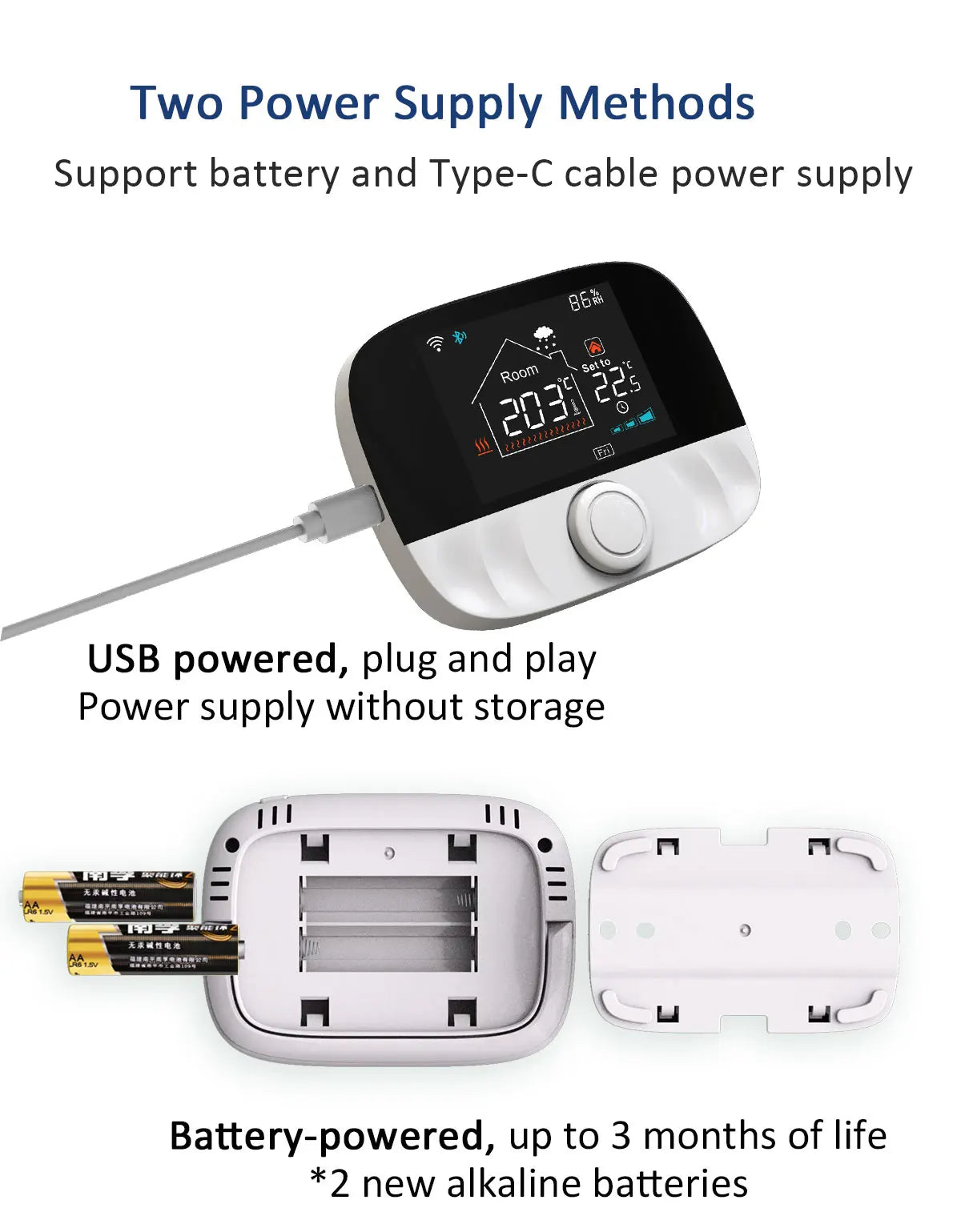 Smart Thermostat Cordless RF433 Floor Heating Control For Gas Boiler Tuya App USB Powered Fall 2025 Energy Saving
