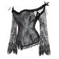 Women's Supportive Corset Top - Off Shoulder, Lace Satin