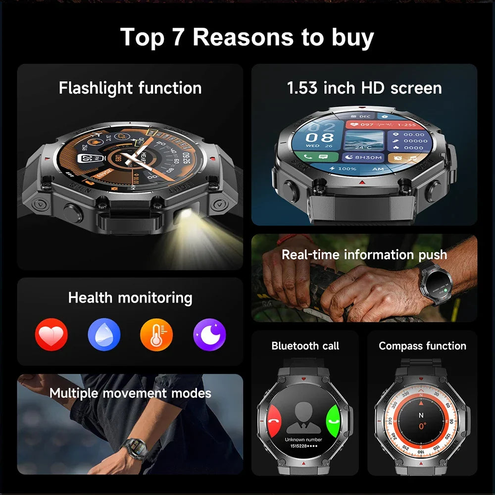 Smartwatch GPS Health Monitor - AMOLED Display, Bluetooth Calling, 3ATM Water-Resistant Fall 2025 Fitness Gift