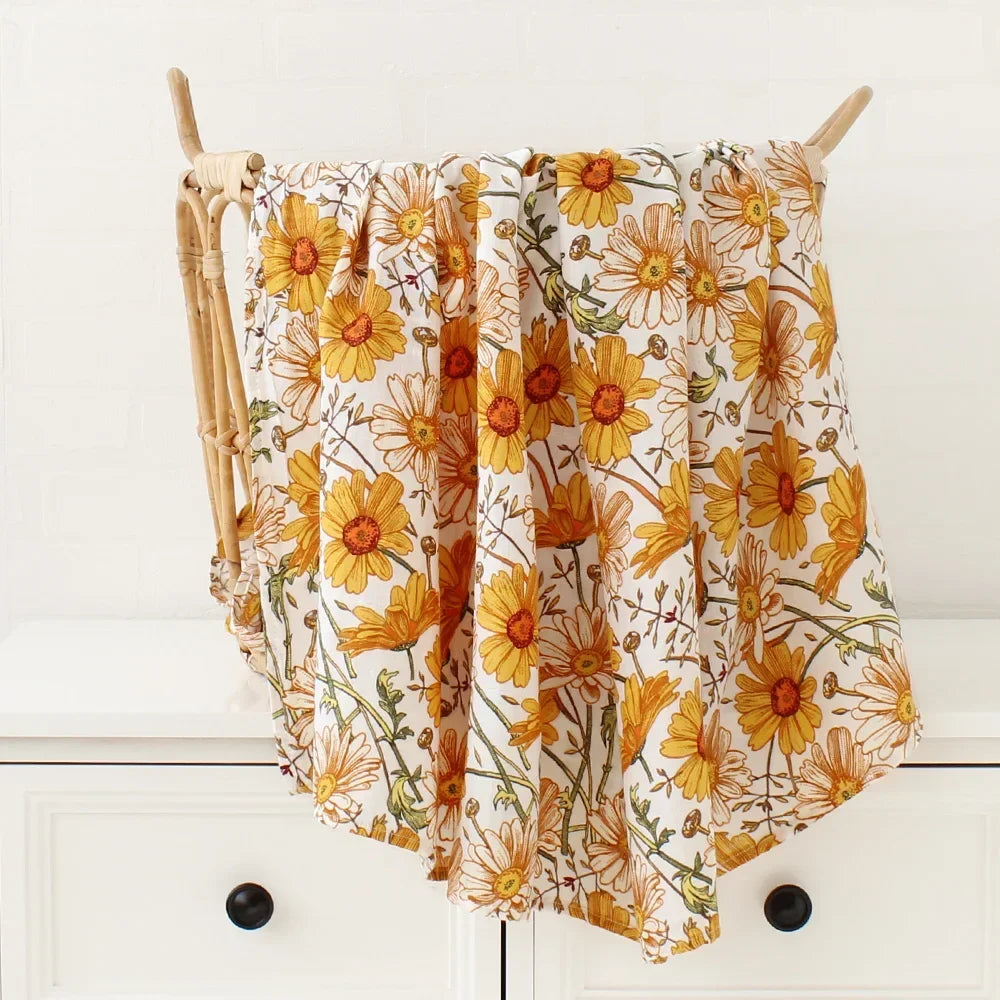 Muslin Bamboo Swaddle Blanket 120x120 Cm Floral Newborn Bedding Fall 2025 Breathable Eco Friendly Baby Gift