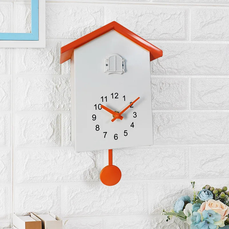 Cuckoo Wall Clock 20x25cm Muted Green Contemporary Hanging Household Clock Fall 2025 Whimsical Quartz Pendulum Gift