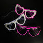LED Retro Flashing Sunglasses for Bachelorette Party, Pink Heart Glasses, Wedding Props, Valentine's Day Decor